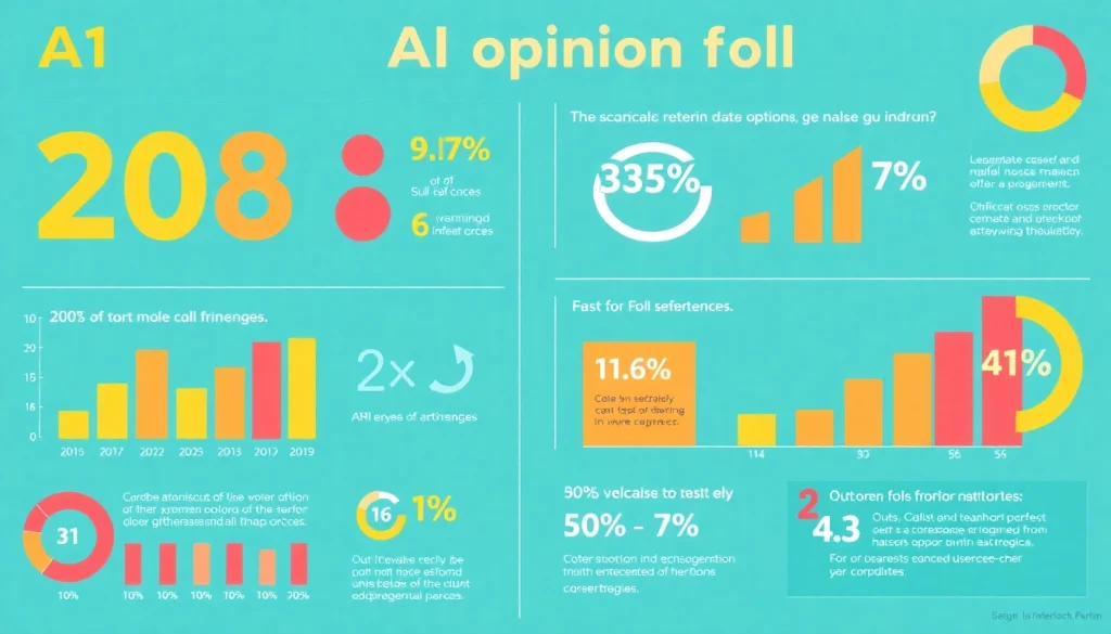 Visualize insights from an AI Opinion poll, featuring data trends and engaging charts with vibrant colors.